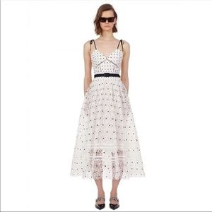 Self Portrait Polka Dot Midi Dress w/ belt